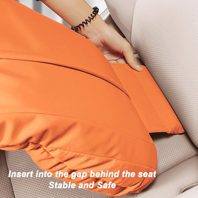 Car Neck Pillow Set for Honda Civic Si 2017 2018 2019 2020 2021 2022 2023 2024 2025, Leather Car Headrest Lumbar Support Waist Backrest Head Support Cushion,Orange