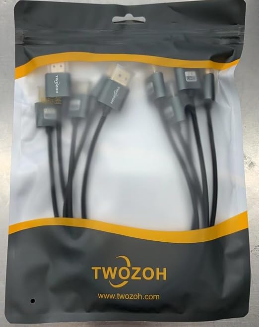 Twozoh Slim 4K HDMI Cable 1FT 5 Pack, Ultra Thin & Flexible Skinny HDMI to HDMI