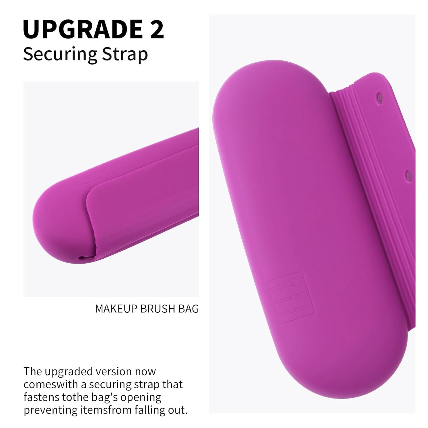Silicone Makeup Brush Holder Travel Cosmetic Bag：Soft Portable Cosmetic Face Brushes Holder with Upgrade Anti-Fall Out Magnetic Closure, Large Travel Makeup Brush Case - Bright Pink