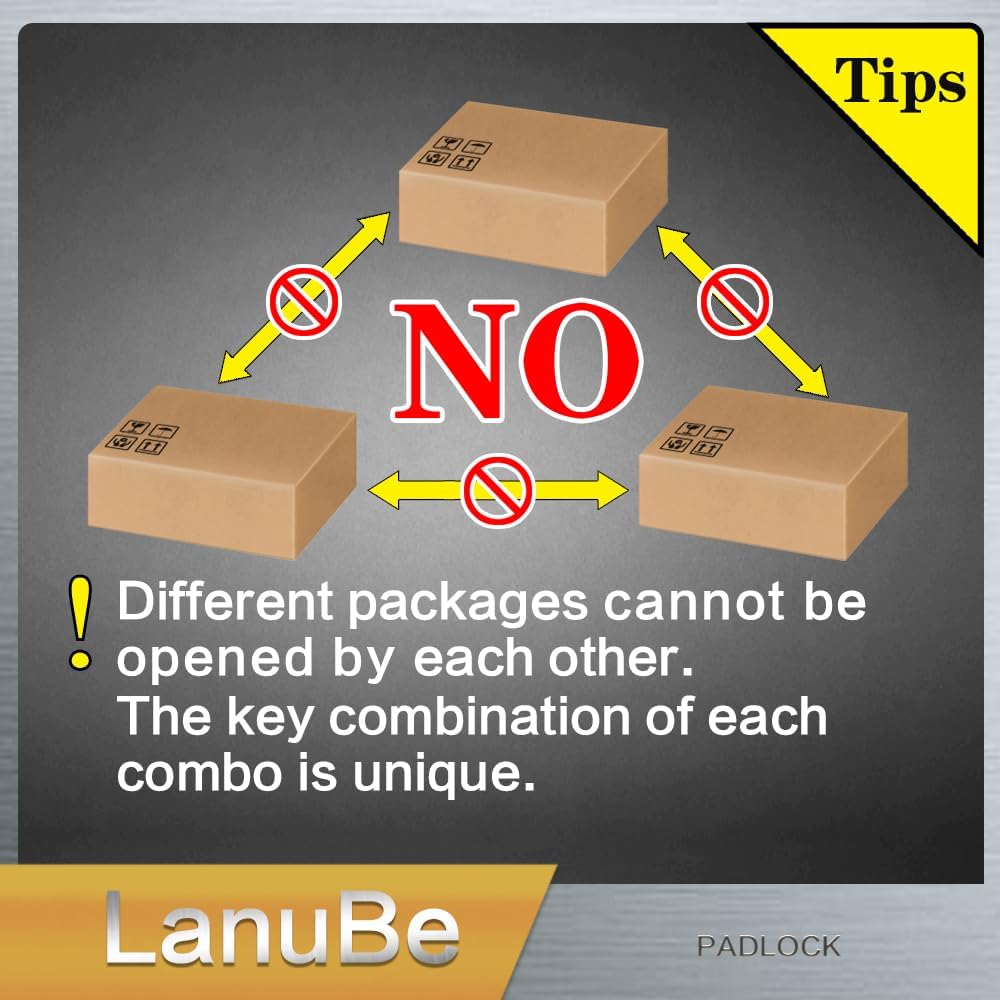 LanuBe Lock Laminated keyed Padlock (1-9/16", 40mm), keyed Alike Locks, Normal Shackle, Pack of 12…