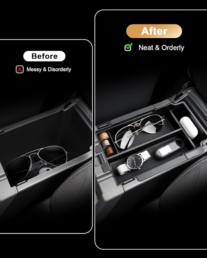 Center Console Organizer Set For 2024-2026 Subaru Crosstrek/Hybrid - 4 Pcs Double-Layer Armrest Box Organizer + Hanging Organizer + Cup Holder + Wireless Charging Area Mat For Crosstrek Accessories
