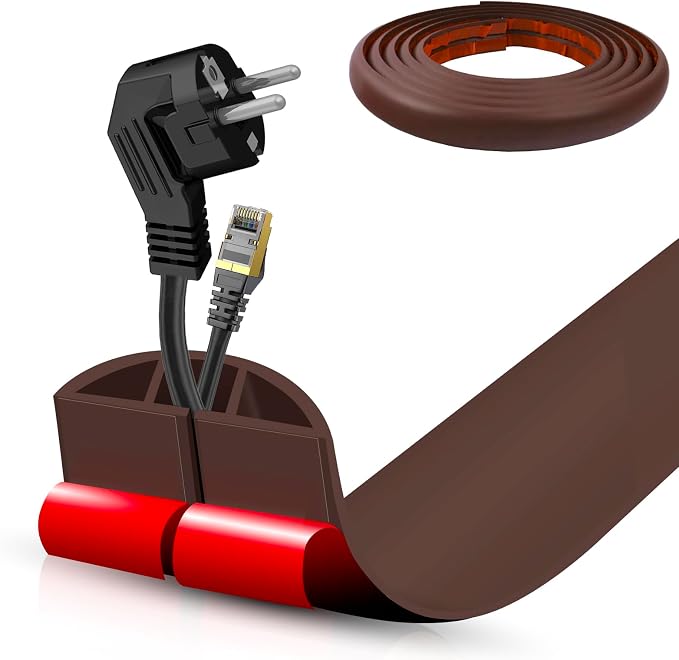 Floor Cord Cover Self Adhesive Cord Hider, 10FT Cable Management, Extension