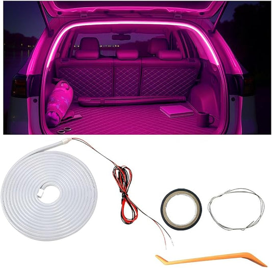 Car Trunk LED Strip Light, 6.56FT Silicone Flexible Cuttable Vehicle Trunk Cargo Ambient Lighting, Waterproof Bright Auto Trunk Interior Lamp Decoration, Universal for SUV RV Truck (Purple)