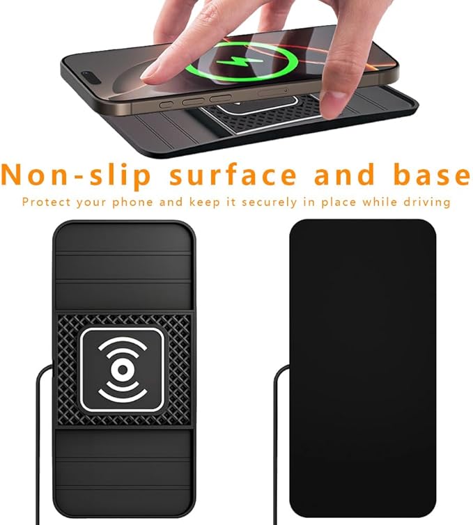 Wireless Charging Pad for Car for Chevrolet Trailblazer 2002-2009 2021-2026, DIY Trim-to-Fit Slim Non Slip Fast Charger Car Wireless Charging Pad 30CM Cable,A&30cm Type-C Plug Cable