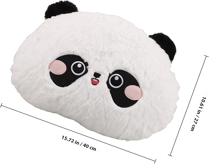 Lumbar Support Pillow for Car Seat Cushion with Cartoon Panda Cover, Plush Back Rest for Driver and Office Chair, Soft Airplane Neck Pillow for Lower Back Relief