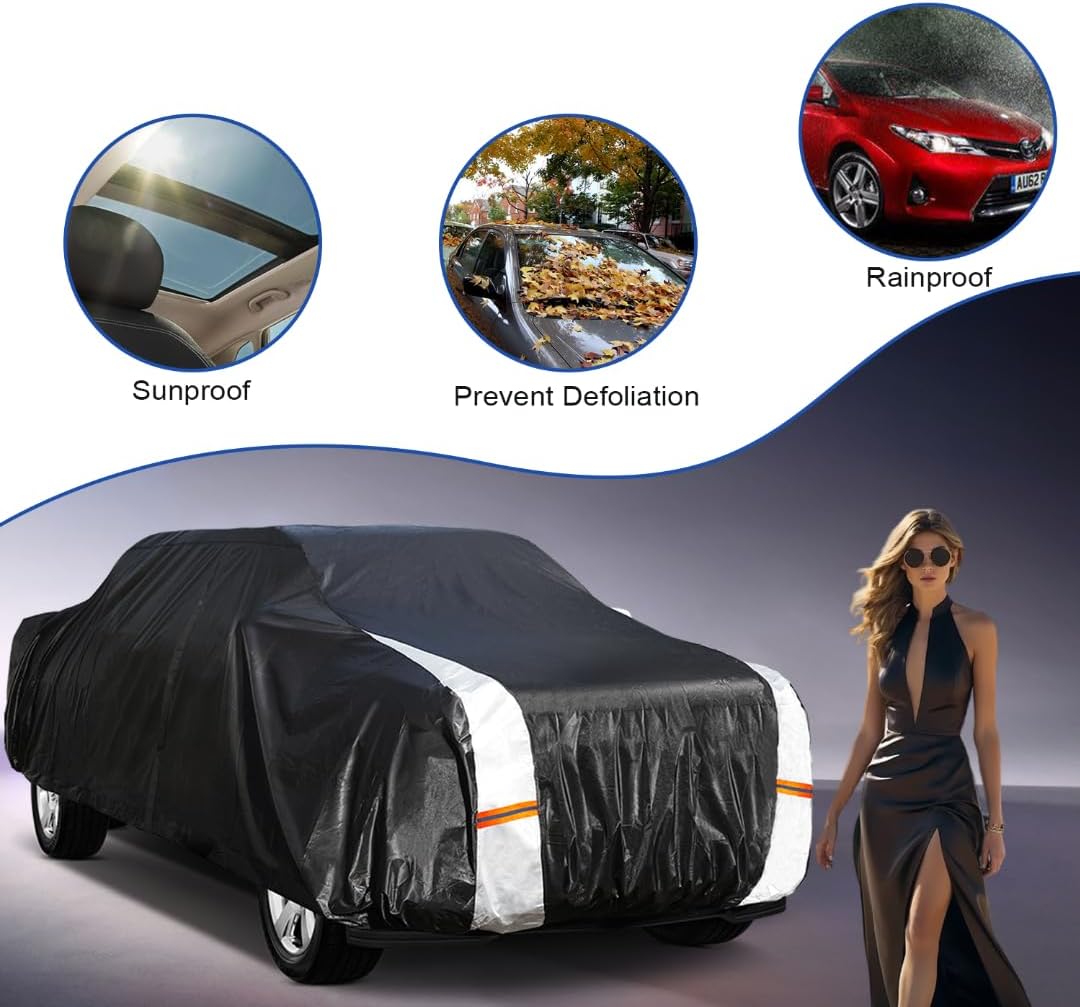 GMC Sierra Truck Cover Custom Fit 2002-2025 Double/Extended/Crew Cab SB (5.7'-6.6') with Door Zipper, 12 Layers Full Exterior Pickup Truck Cover Waterproof All Weather, Wind Dust Sun and UV Protecor.