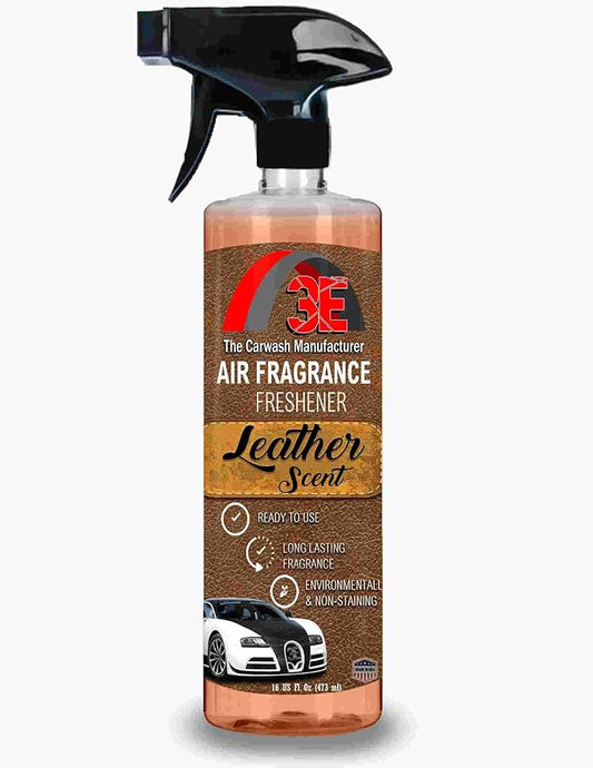 3E Car Air Freshener Premium Leather Scent 16 fl oz – Professional Automotive Air Freshener & Odor Eliminator, Long-Lasting Interior Fragrance for Cars, Trucks, SUVs, RV, Home & Office (LEATHER)