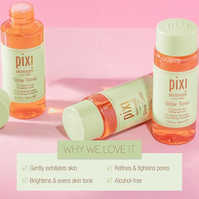 Pixi Glow Tonic Balancing Face Toner Glycolic Acid for Radiant Skin and Daily Brightening (8.5 fl oz / 250 ml)