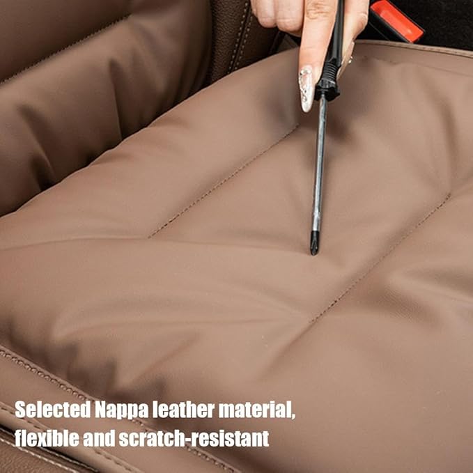 Skin-Friendly & Dirt-Repellent Leather Seat Cushions, 2026 Car Seat Cushion for Driving, 1.57" Thick Comfort Seat Protector, Universal Non-Slip Memory Foam Pad for Car (White, Backrest Cushion)