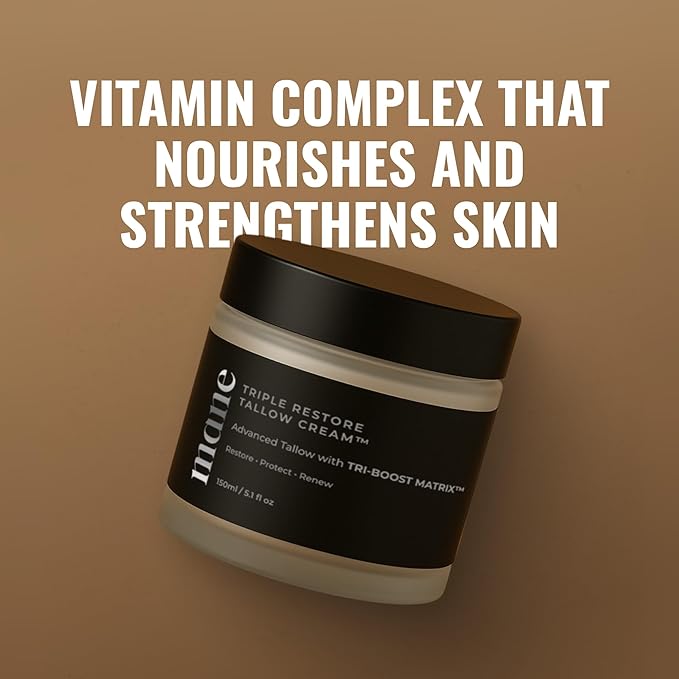 Superior Mane Wrinkle Repair Tallow Balm for Men Grass-Fed Beef Tallow Face Moisturizer for Dry or Sensitive Skin Natural Anti-Aging Cream to Reduce Wrinkles, Fine Visible Lines & Improve Elasticity