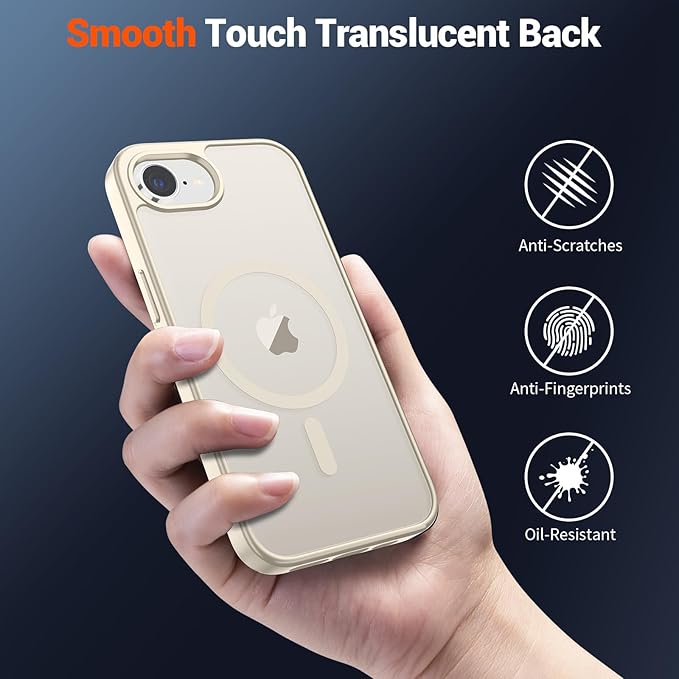 SUPFINE Magnetic for iPhone 17e Case/iPhone 16e Case (Compatible with MagSafe)(Military Grade Drop Protection) Slim Translucent Matte Shockproof with Anti-Fingerprint Phone Case,Antique White