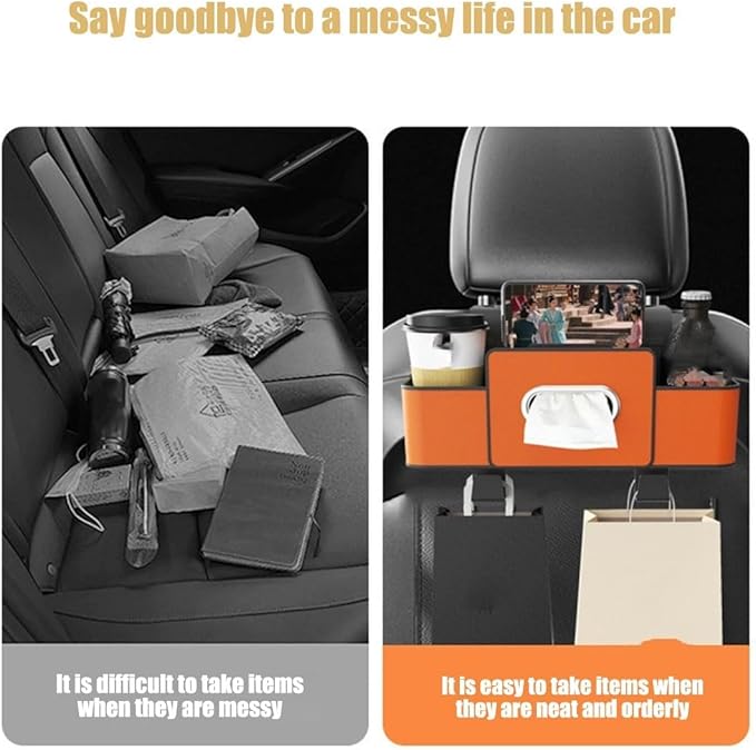 Car Organizers and Storage Box Behind Seat, Large Car Seat Back Organizer for Hold Phone, Drinks, Handbag, Universal Fit for Suv/Sedan (Brown, 1pcs)