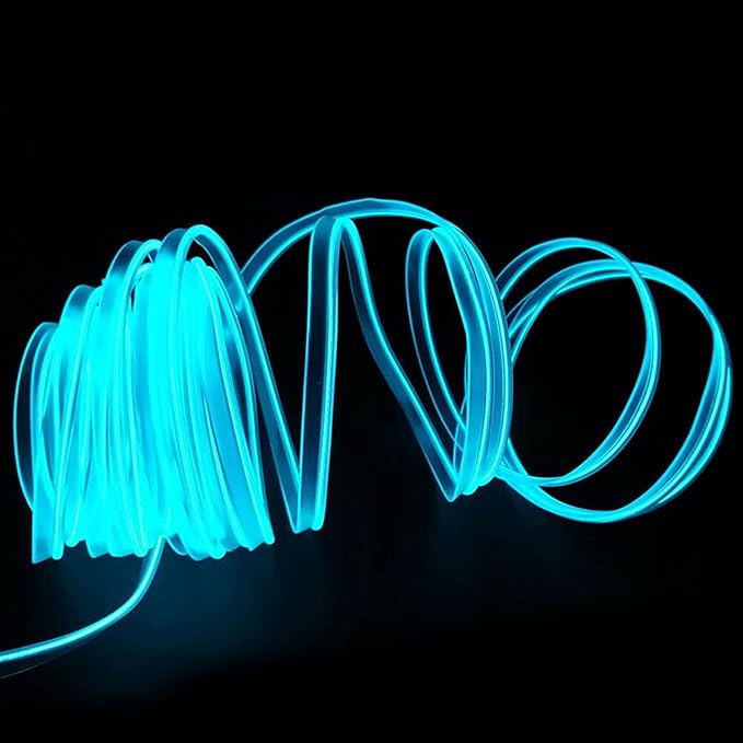 Riloer El Wire Lights for Car, Interior Neon Lights Strip Car LED Strip Light Interior for Car Garden Party Decoration, Car Ambient Lighting Kits, 2m/6.5ft Ice Blue LED
