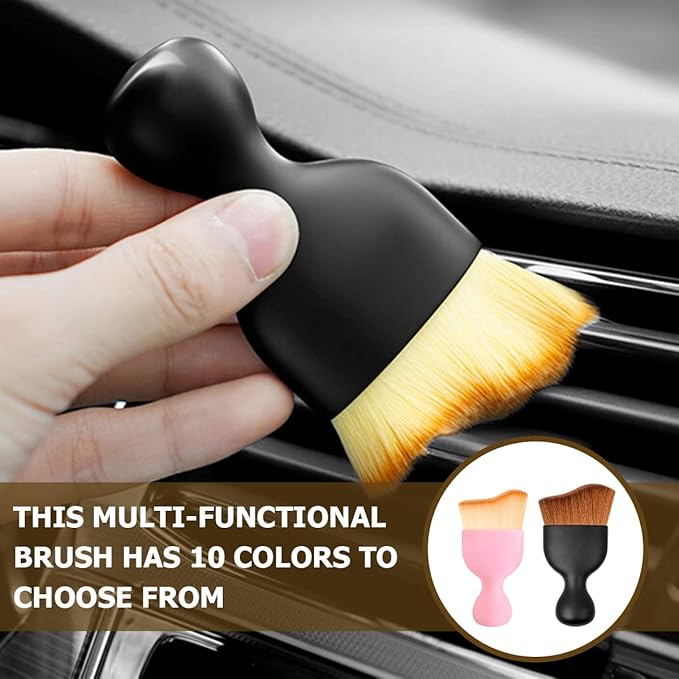Blilo 2PCS Car Interior Detailing Brush with Dust Cover, Auto Soft Hair Cleaning Brushes, Scratch Free Curved Dirt Collectors, for Vehicle Dashboard Air Conditioner Vents Leather Computer (White/2PCS)