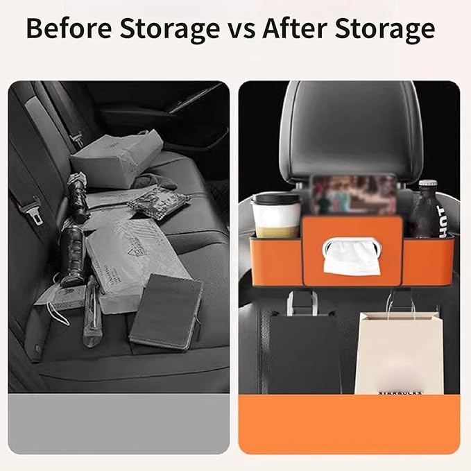 Car Organizers and Storage Box Behind Seat, Car Organizers and Storage Back Seat, With Multiple Pockets, Hanging Car Seat Storage Travel Essentials, Snacks, Bottles (White * 2)