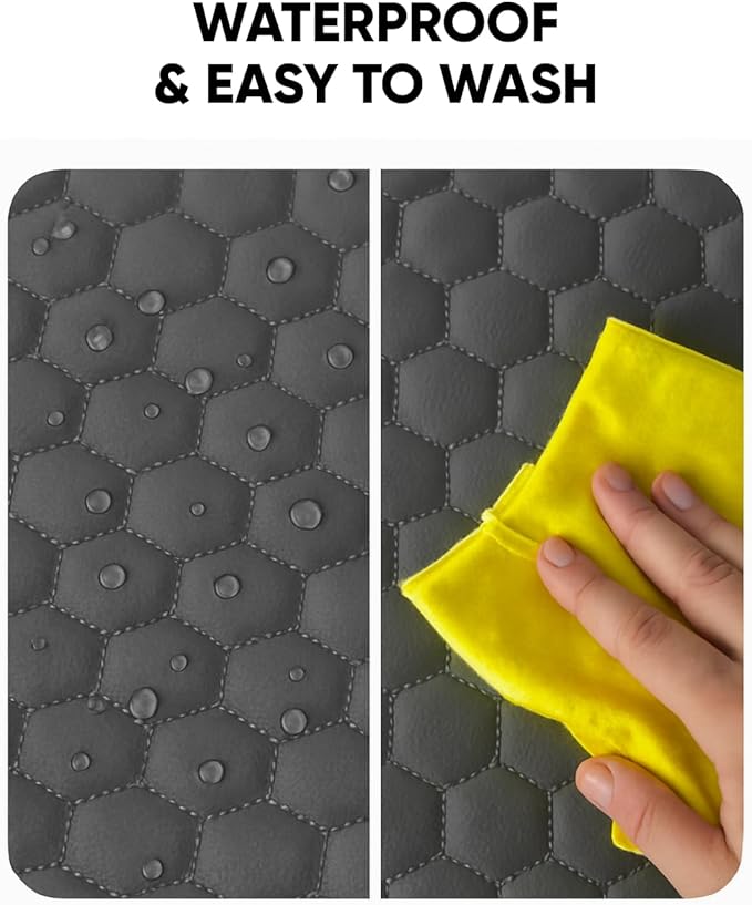 Owleys Set Seat Back Organizer & Car Seat Protector Hexy Waterproof & Non-Slip Protector for Child Car Cushion for Leather and Fabric Seats (Gray 2 pcs)