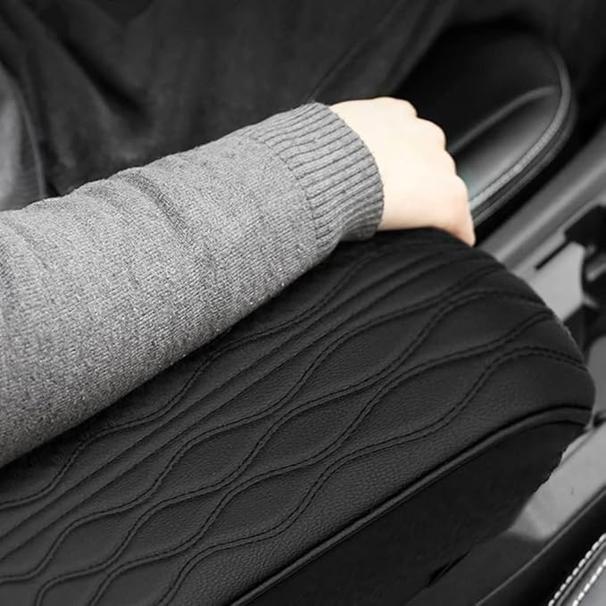 Leather Car Armrest Box Pad, 2025 Upgrade Universal Auto Arm Rest Cushion Memory Cotton Armrest Box Pad, Car Center Console Cover for Most Vehicle, Car Accessories (#5)
