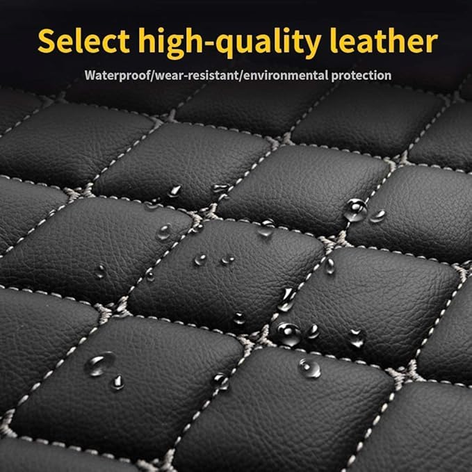 Custom Making Car Floor Mats for 90% Car Model Luxury Leather All Weather Waterproof Anti-Skid Full Coverage Liners (Black Blue)