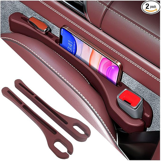 2PCS Car Seat Gap Filler Organizer with Phone Holder,[Upgrade Version] Car Seat Gap Organizer for Prevent Falling,Essential Car Accessories Car Side Seat Gap Filler (Red)