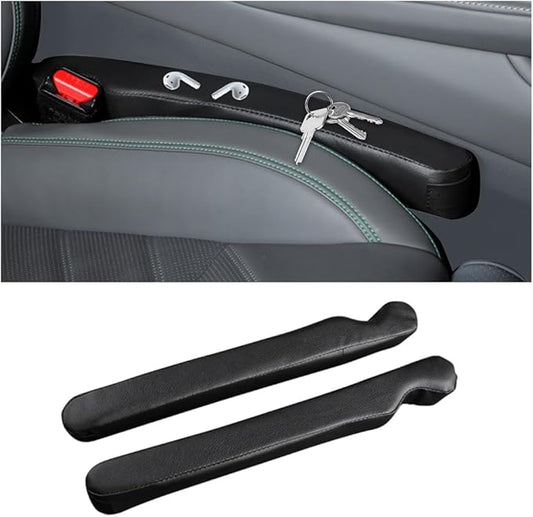 2PCS Car Seat Gap Filler, Microfibre Leather Vehicle Gap Stopper to Fill Between Seat & Console Organizer, Automotive Interior Accessories, Universal for SUV Sedan Truck (Black)