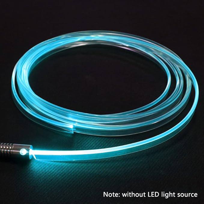 Super Bright MMA Plastic Optic Fiber Side Glow Unibody Band Edge Cable Car LED Illumination Optic Fiber Band Car Interior Atmosphere Lights (6.56ft)