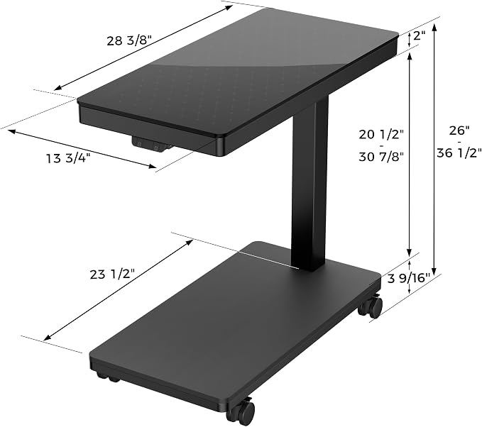 EUREKA ERGONOMIC Height Adjustable Computer Tower Stand, Illuminated Glass