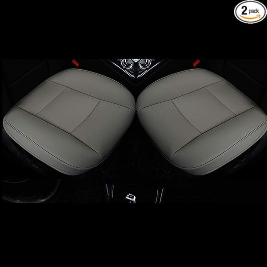 Car Seat Cushions Cover, 2pcs PU Leather Car Seat Covers Car Seat Protector Cover for Car Driver and Passenger Seat Bottom (Width 20.8×deep 21×Thick 0.35 inch) (Dark Grey-B)