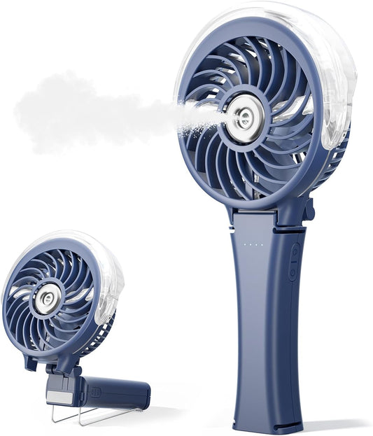 HandFan 2025 Upgraded Portable Misting Fan, Two Button Easy Operation, Handheld Rechargeable Mister Fan, Spray Water Mist Fans, Mini Electric Cooling Fans for Travel, Outdoors, Disney(Royal Blue)