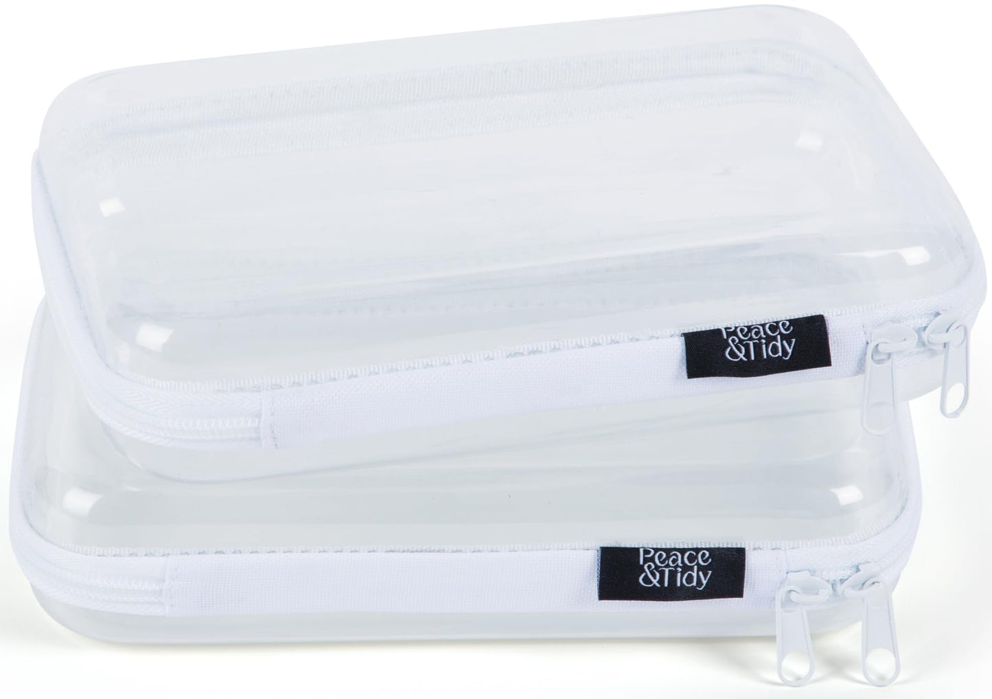Peace & Tidy Clear Zippered Storage Bin – 5.5"x8.5" Hard-Sided, Stackable Organizer for Toys, Crafts, and Pantry – Durable Plastic Container with Dust-Free Protection