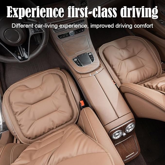 Car Seat Cushion, 2025 New Skin-Friendly Leather Seat Cushions, Skin-Friendly Leather Seat Cushions, Front Bottom and Rear Seat Cushions for Auto Office (Red 1set)
