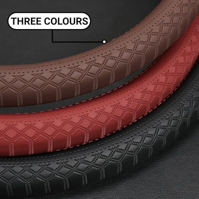 Wood Car Steering Wheel Cover Rubber Inner Ring All Car Universal Four Seasons Universal Thin Fiber Leather Anti-Slip 16 17 18 19inch for Truck (18inch, Brown)