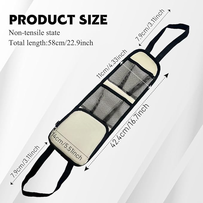 Car Seat Side Organizer, Seat Side Storage Pocket, Multifunctional Mesh Net Pocket, Car Multi-Pockets Backseat Organizer Side Hanging Bag for Storage Coins, Cell Phones, Glasses (Beige, 1PCS)