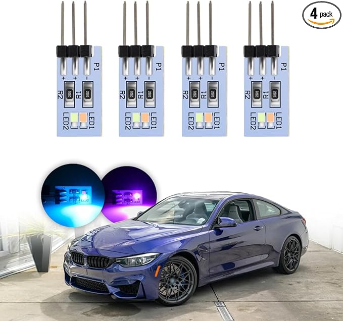 NJSBYL 4PCS Interior Door Handle Ambient Light for B-MW M4 X1 3 4 5 Series Sedan Convertible Coupe F10 F30 F31 F32 F33 F34 F36 F48 F82 F83 LED Purple-Blue Circuit Board Replacements