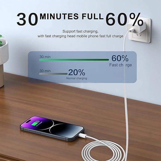 6FT 30W USB Type C Fast Wall Charger Block for iPhone 16e 16 15 Pro Max, AirPods 4 4th, iPad Wall Plug Cube Brick iPad Pro 13/12.9 in, iPad Air 13 iPad 10th Generation,Pencil C to USB C Charging Cable