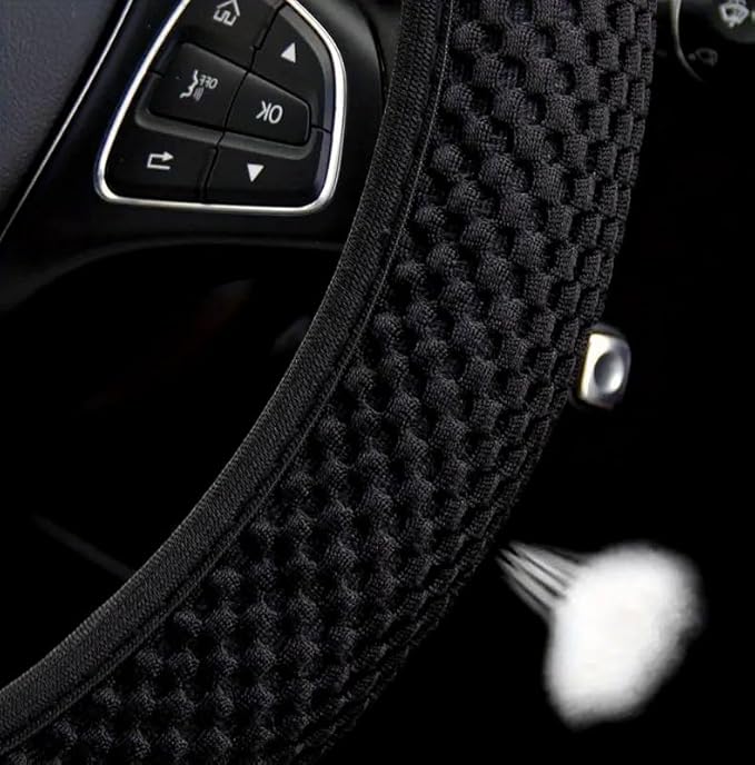 Elastic Stretch Steering Wheel Cover,Warm in Winter and Cool in Summer, Universal 15 inch, Microfiber Breathable Ice Silk, Anti-Slip, Odorless, Easy Carry (Purple)