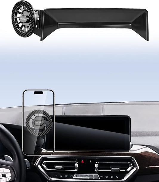 Car Phone Holder for BMW X3 X4 2022-2024 Accessories 12.3-Inch Screen Fixed Clip, Automobile Cradles Magnetic Phone Mount Compatible with MagSafe, Strong Magnets Cell Phone Base(Not Fit 10.25-inch)