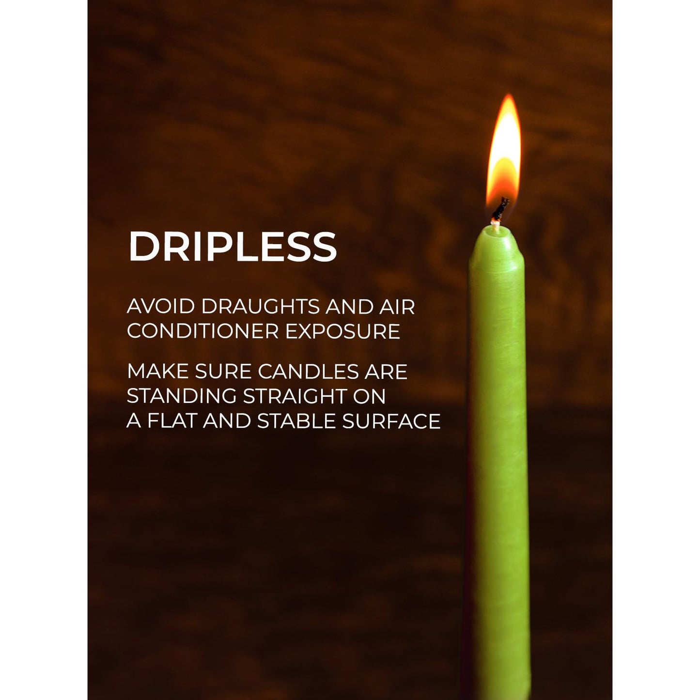 Candwax 12 inch Taper Candles Set of 12 - Dripless and Smokeless Candle Unscented - Slow Burning Candle Sticks Are Perfect As Thanksgiving Taper Candles - Olive