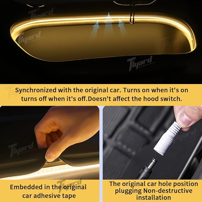 Tlyard Ambient Led Trunk Lights for Tesla Model 3 Highland 2024 2025 Back Interior Frunk Lightning String for Neon Atmosphere Compatible with Tesla Accessories (Warm Light)