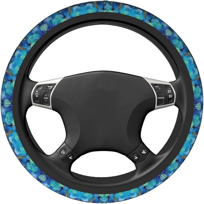 Sea Turtle Cute Steering Wheel Cover Non-Slip Breathable Sweat-Absorbent Suitable for SUV Van Truck Car Universal Protection Accessories 15 Inch Suitable for Women Men