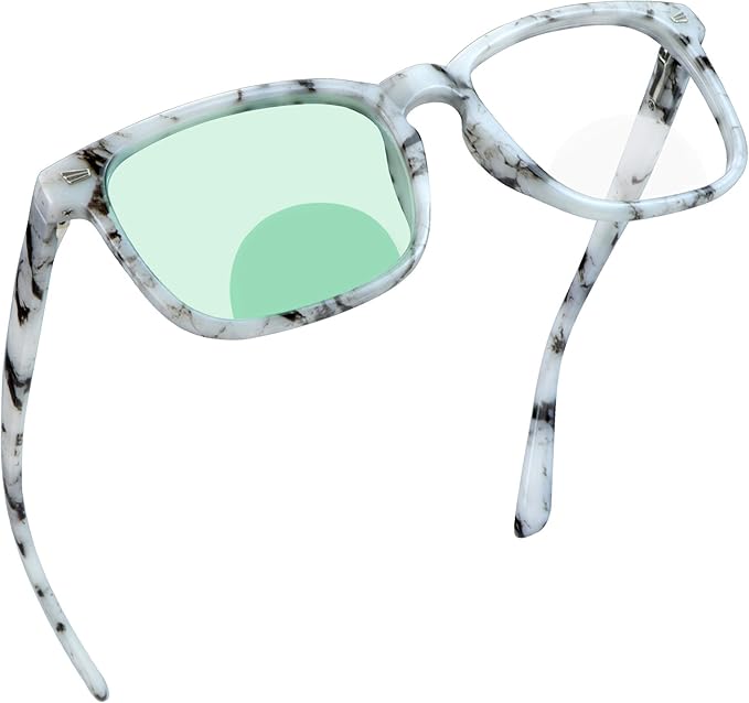 YEIN Bifocal Reading Glasses with Blue Light Blocking Lenses, Bifocal Reader for Women and Men, Vintage Square frame with Spring Hinge (+0.00/+1.25 magnification)