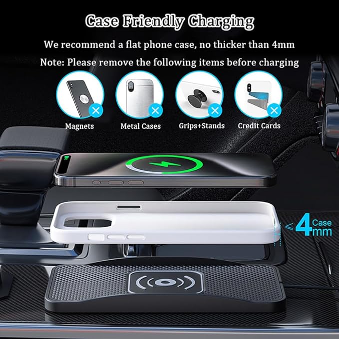 Wireless Car Charger Pad for Kia K5 2021-2026, Type-C/USB 20W Car Wireless Charger Non-Slip Phone Charging Pad Car Accessories,A 30cm Cable Type-C Plug