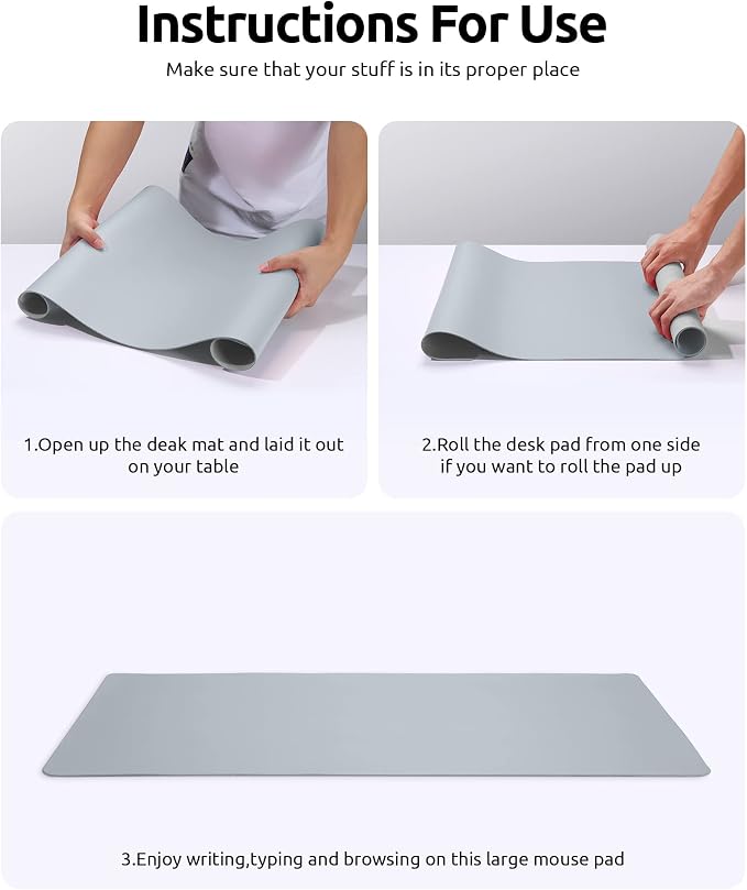YSAGi Leather Desk Protector, Office Mat, Large Mouse Mat, Non-Slip PU Leather