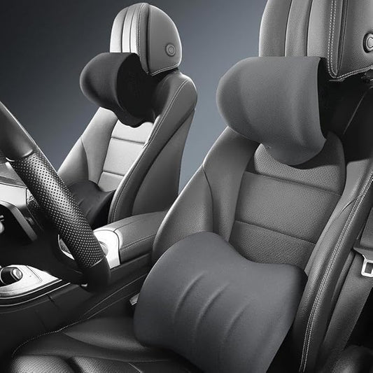 Car Memory Foam Pillow for Honda Civic Coupe/Sedan 2016 2017 2018 2019 2020 2021,Neck and Back Support Car Seat Kit Long Drive Essential Neck Pillow Lumbar Support Cushion,Grey