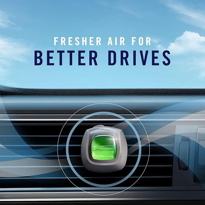 Febreze AUTO Air Freshener, Odor-Fighting Automotive Vent Clip, Scented Car Accessories, Long Lasting for Strong Odors, New Car Scent, 2 Count