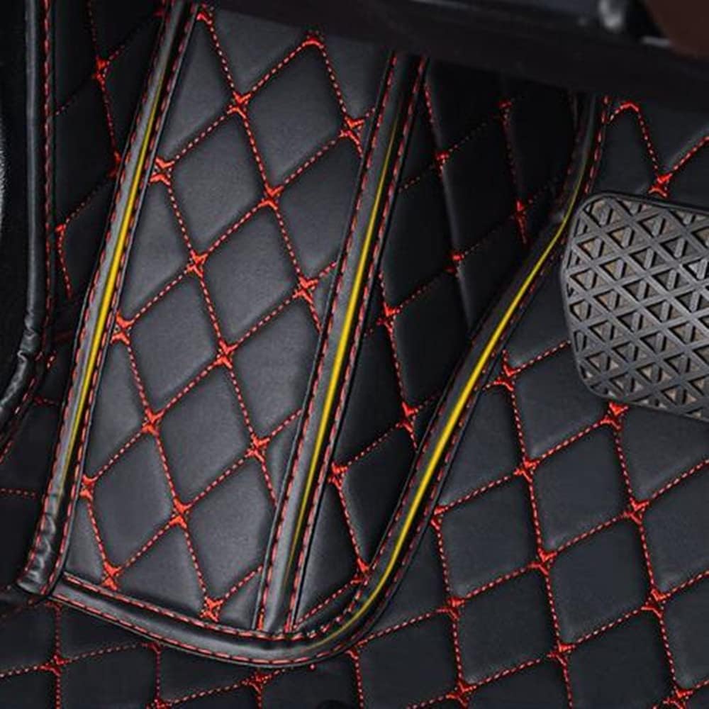 Custom All-Weather Protection Luxury Leather Floor Mats for Cars SUVs Trucks According Anti-Slip Leather Floor mats ﻿ (32,Purple and Black Beige)