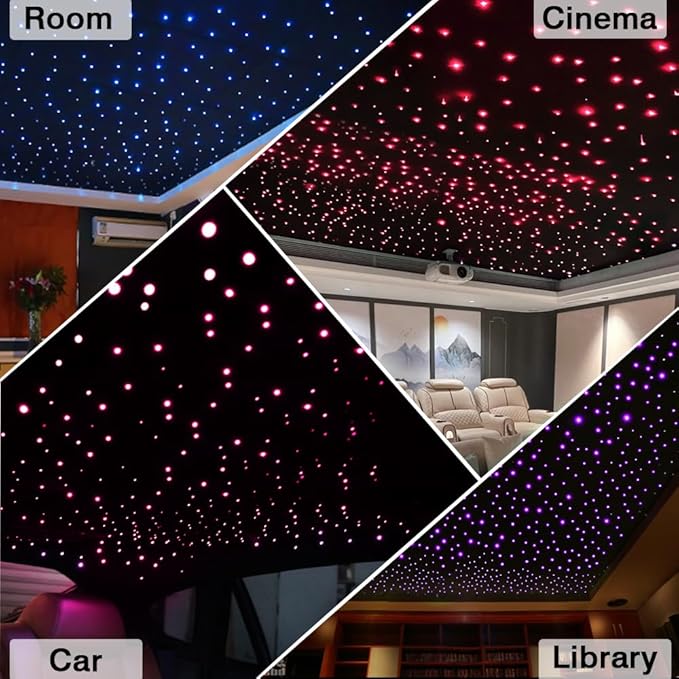 FIREWORK Starlight Headliner Kit, Fiber Optic Lights 10W RGBW Twinkle+Music Effect+APP+Remote, Long-Lasting Durability, 360pcs 9.8ft/3m 0.03in/0.75mm Fiber Cable for Star Lights for Car & Home Ceiling