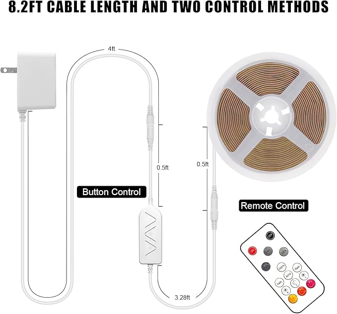 Tatazone 16.4ft Purple COB Led Strip Lights with Remote, Dimmable Bright Dotless Adhesive Indoor Led COB Light Strip for Cabinet, Painting, Room, Bed