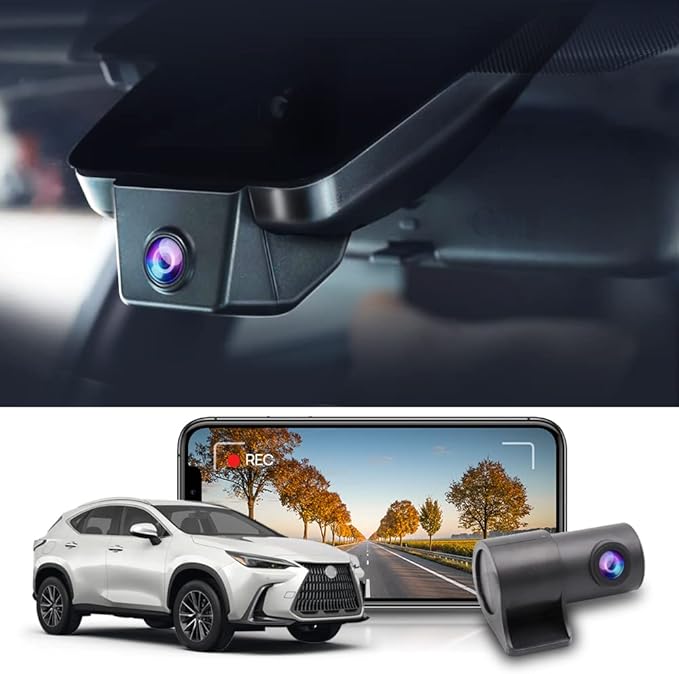 Fitcamx Front 4K+Rear 1080P Dash Cam Adapts for Lexus RX 350 2023-2026 & RX Hybrid 350h 450h 500h, OEM Factory Look, 2 Way HD Video, WiFi & APP, Loop Recording, Gravity Sensor, Easy to Set, 128GB Card