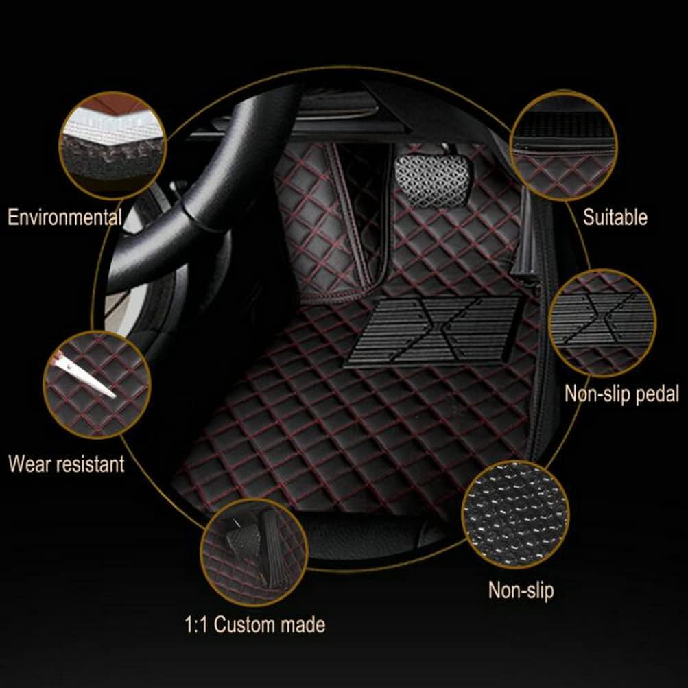 Custom Colors Car Floor Mats Black Pink for 99.9% Sedan SUV Sports， All-Weather Liners Car Floor mat，Luxury Leather Automotive Floor Mats (3D Black Red 1,3D Floor Mats)
