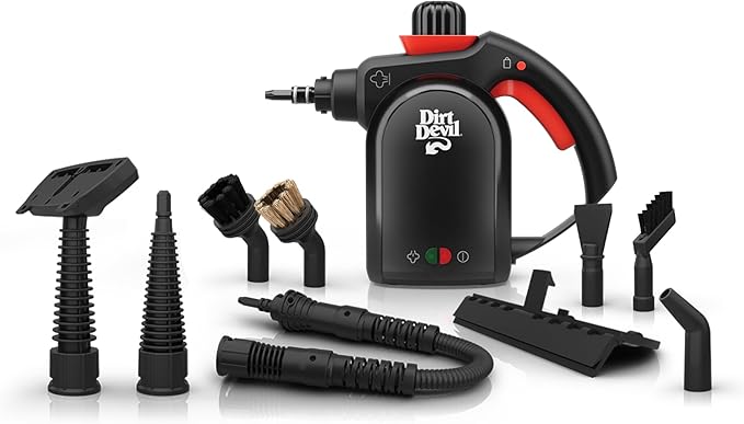 Dirt Devil 7-in-1 Handheld Steamer, Pressurized Steam Cleaner for Home Use, XL Water Tank, Includes Specialized Cleaning Tools, Portable Steam Cleaner for Bathroom, Clothes, Furniture and More